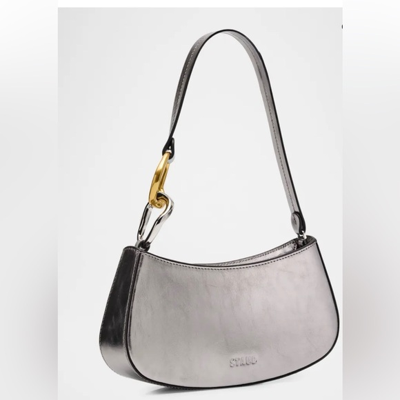 STAUD Handbags - New! STAUD Metallic Silver Shoulder Bag